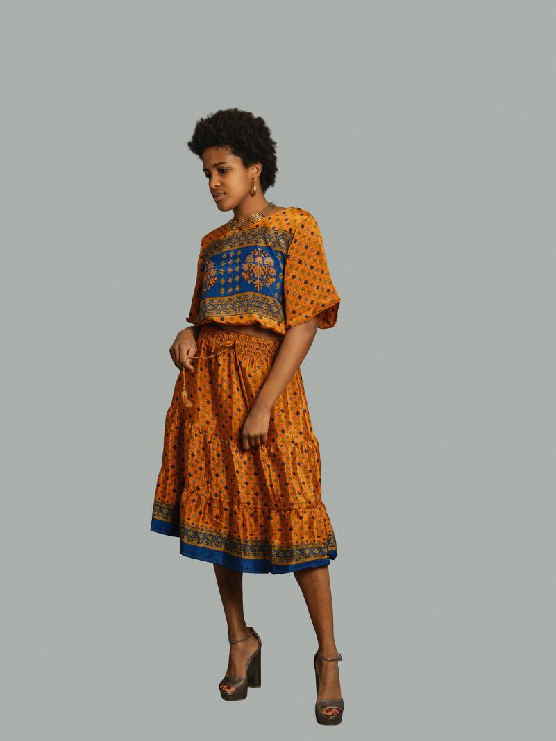 Top e gonna tre quarti arancione - Gange