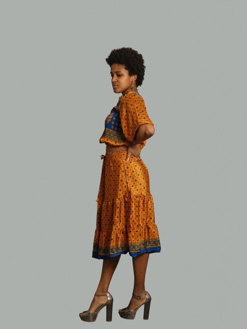 Top e gonna tre quarti arancione - Gange