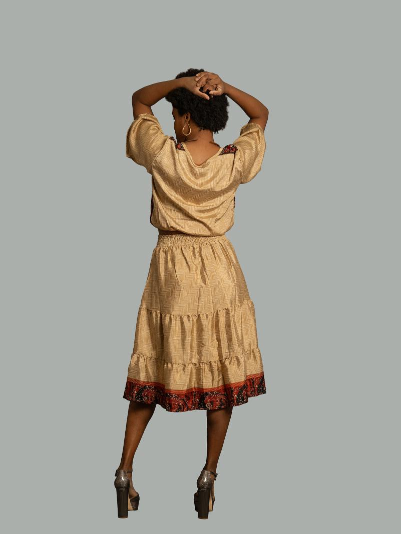 Top e gonna tre quarti ocra - Gange