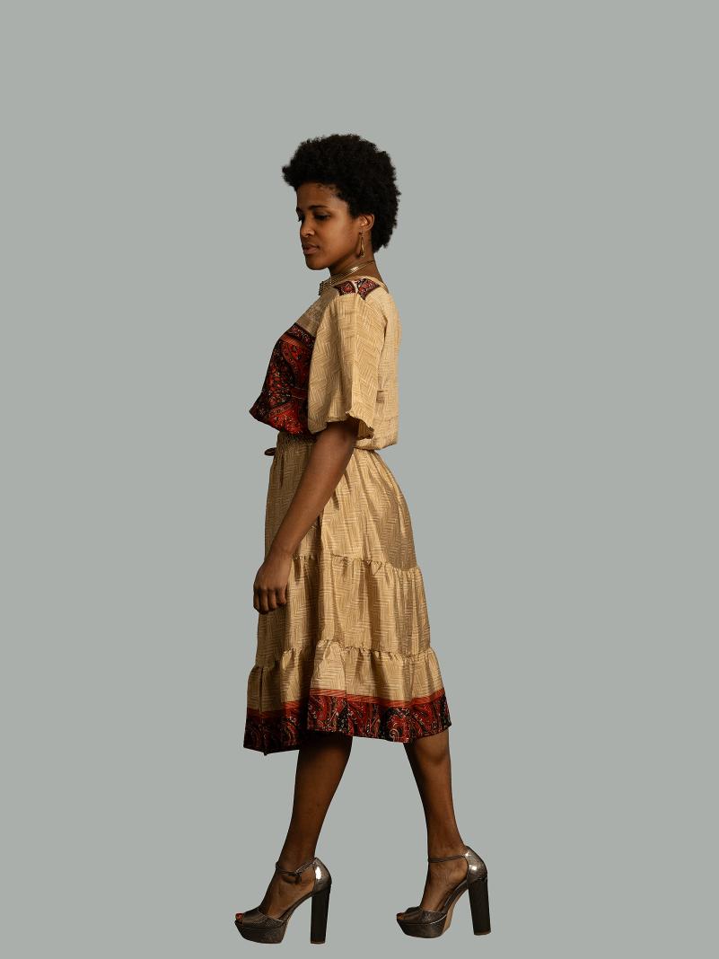 Top e gonna tre quarti ocra - Gange