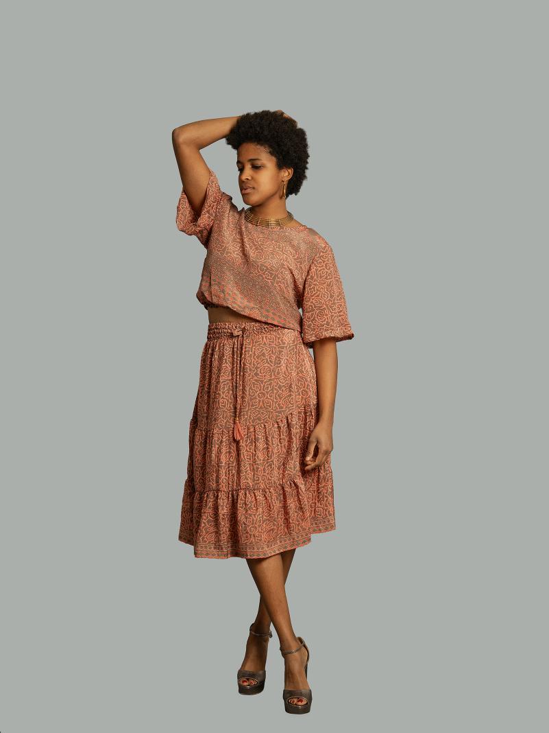 Top e gonna tre quarti rosa antico - Gange