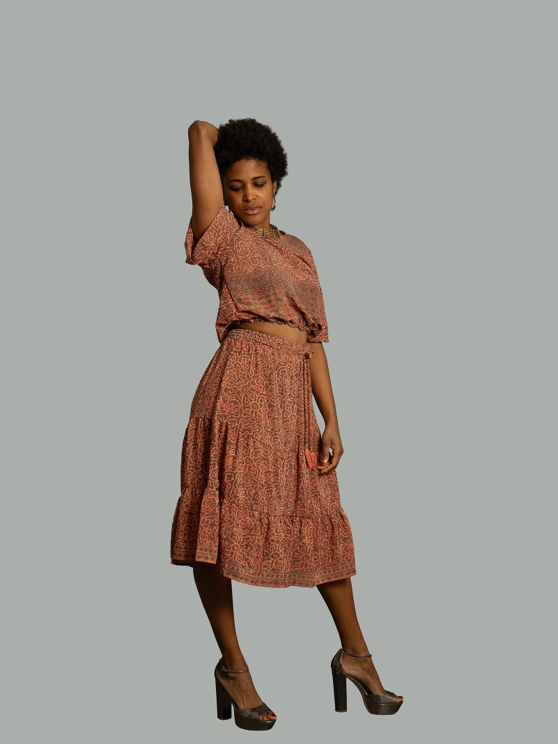 Top e gonna tre quarti rosa antico - Gange