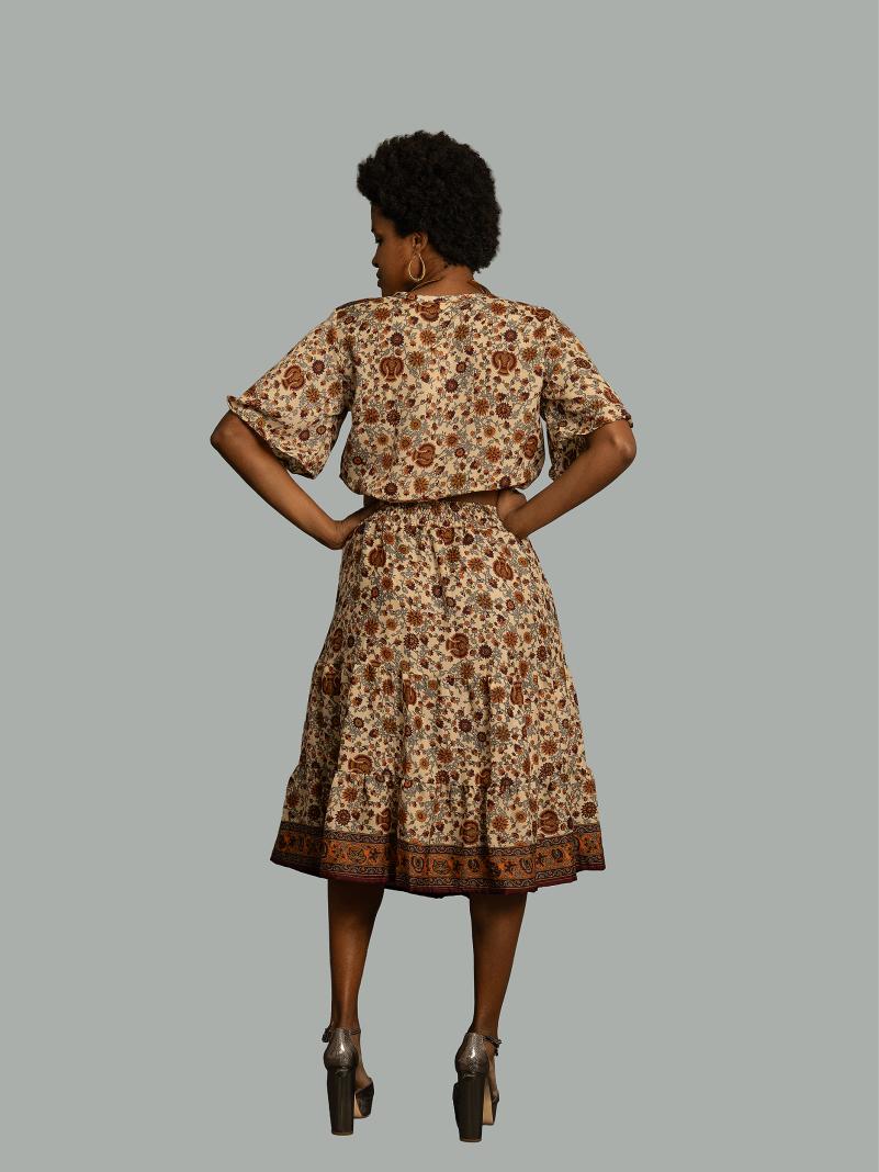 Top e gonna tre quarti fiori - Gange