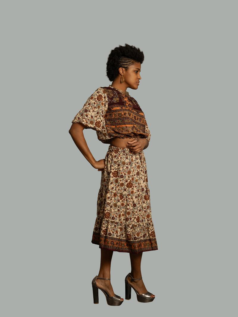 Top e gonna tre quarti fiori - Gange