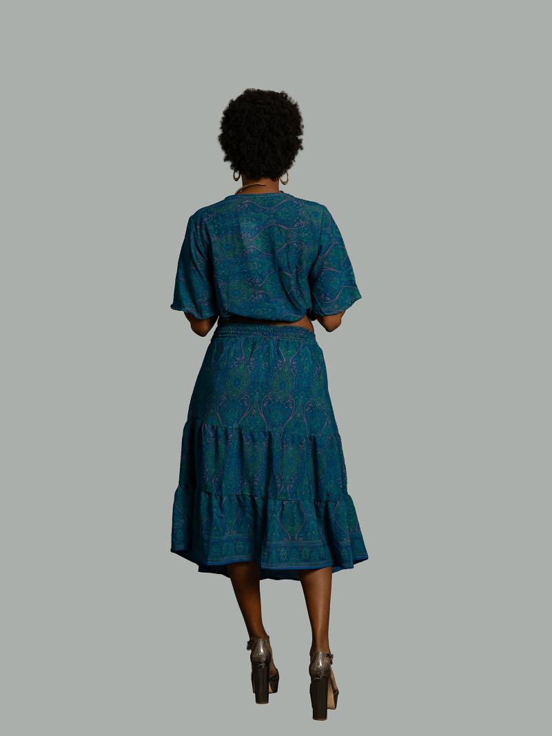 Top e gonna tre quarti blu - Gange