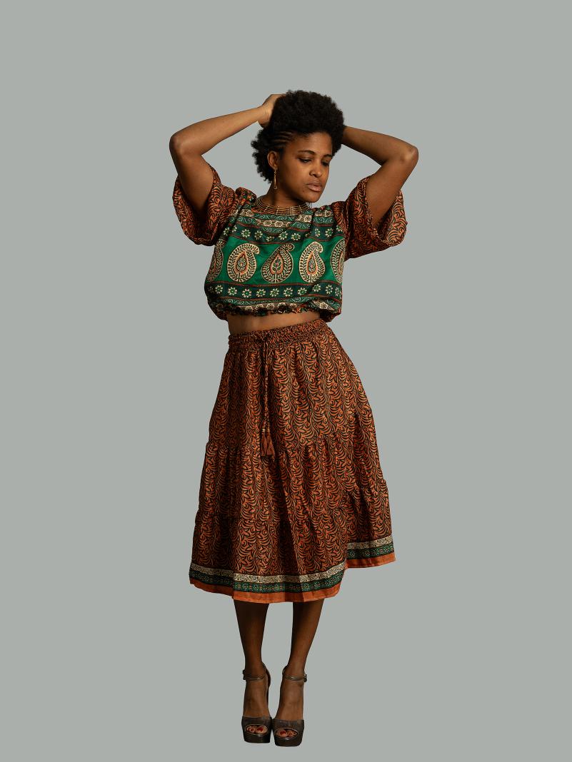 Top e gonna tre quarti arancione - Gange