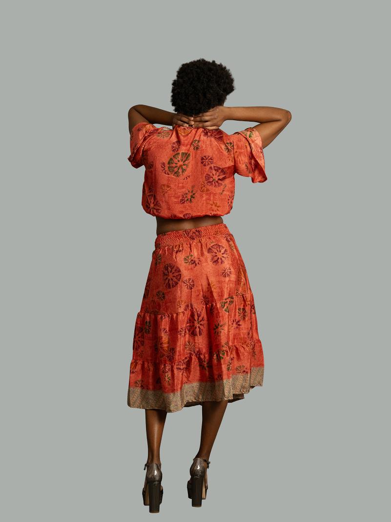 Top e gonna tre quarti corallo - Gange