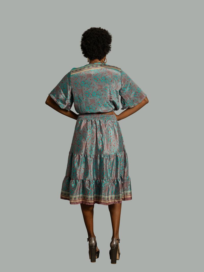 Top e gonna tre quarti azzurro - Gange