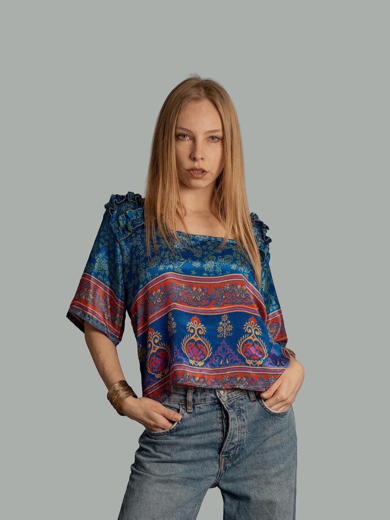 Choli Top Tradizionale blu