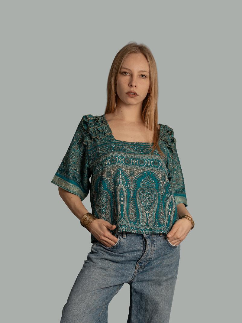 Choli Top Tradizionale blu