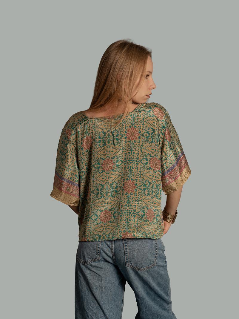 Choli Top Tradizionale giallo e verde