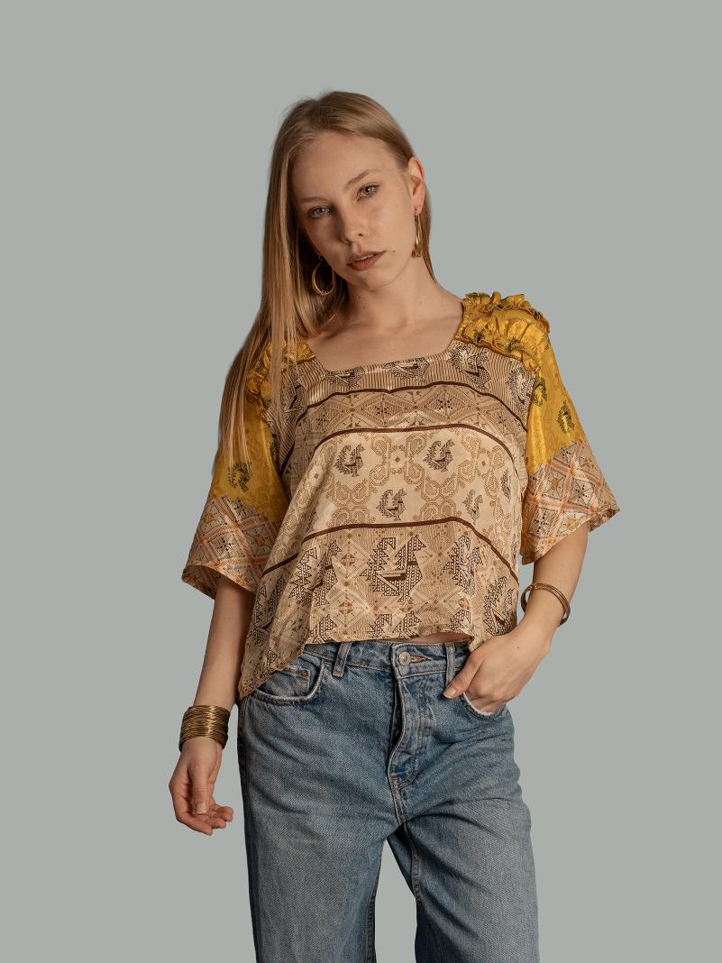 Choli Top Tradizionale ocra e giallo