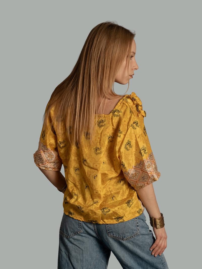 Choli Top Tradizionale ocra e giallo