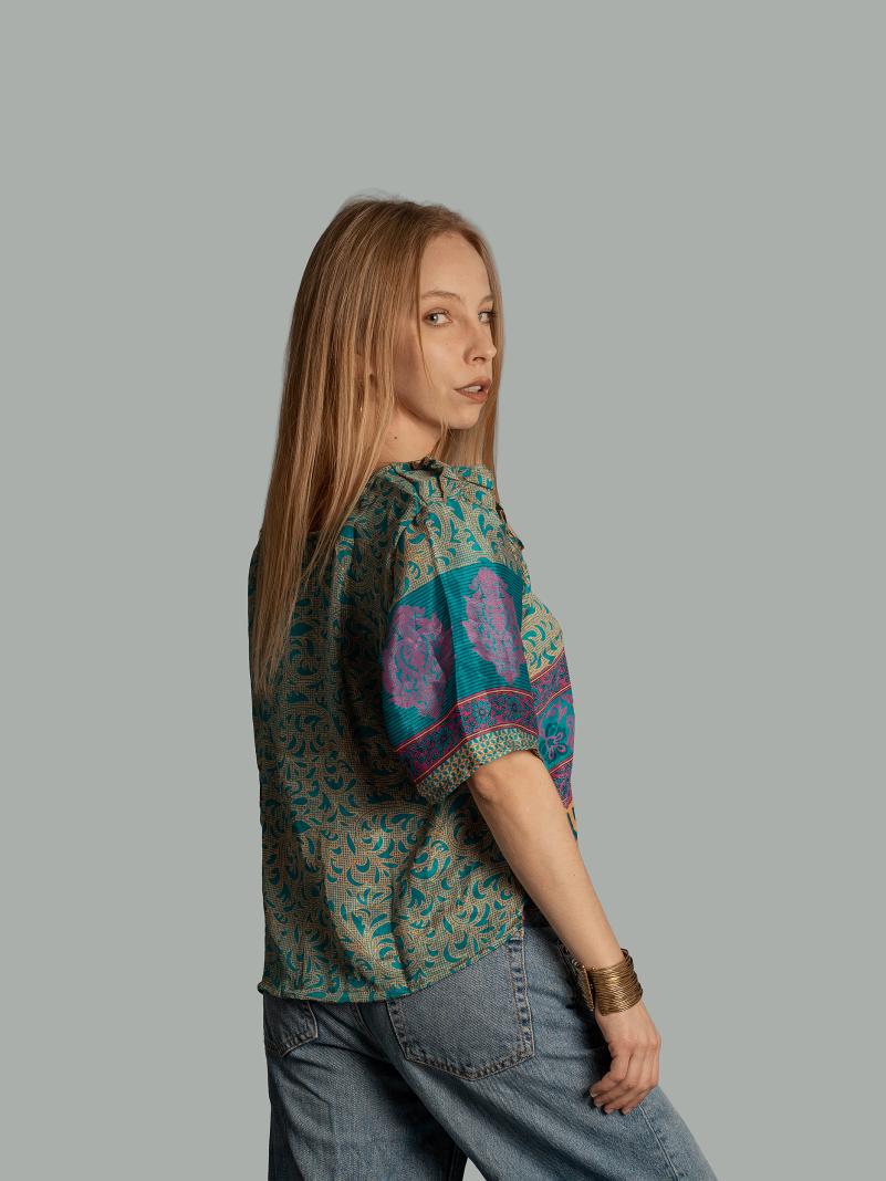 Choli Top Tradizionale blu e verde