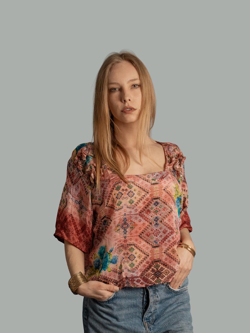 Choli Top Tradizionale rosa