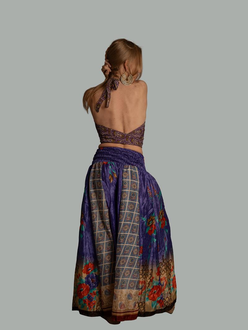 Pantalone etnico a palazzo doppia fantasia violetto – Loto