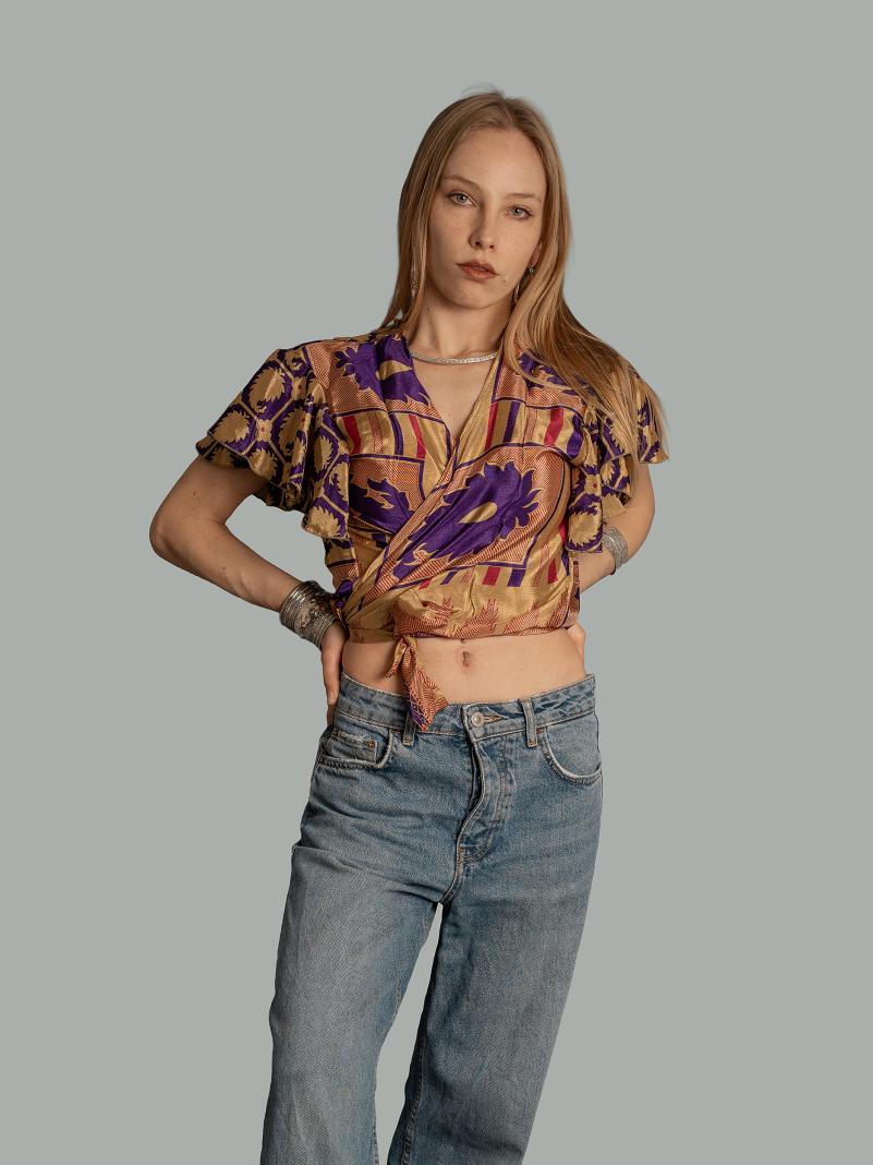 Wrap Top ocra e viola – Bengala