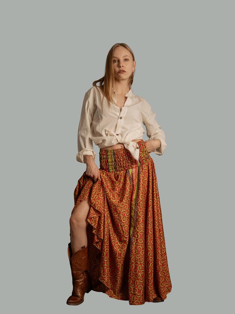 Gonna etnica rosso e verde – Calcutta