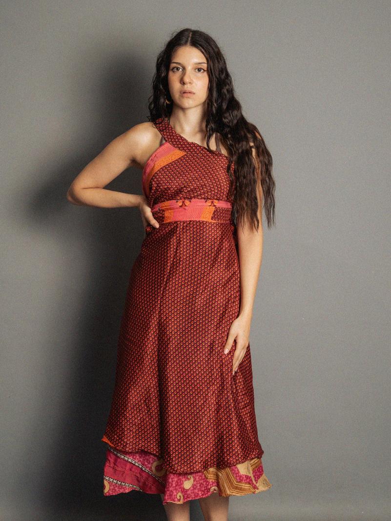 Gonna etnica lunga a portafoglio rosso – India