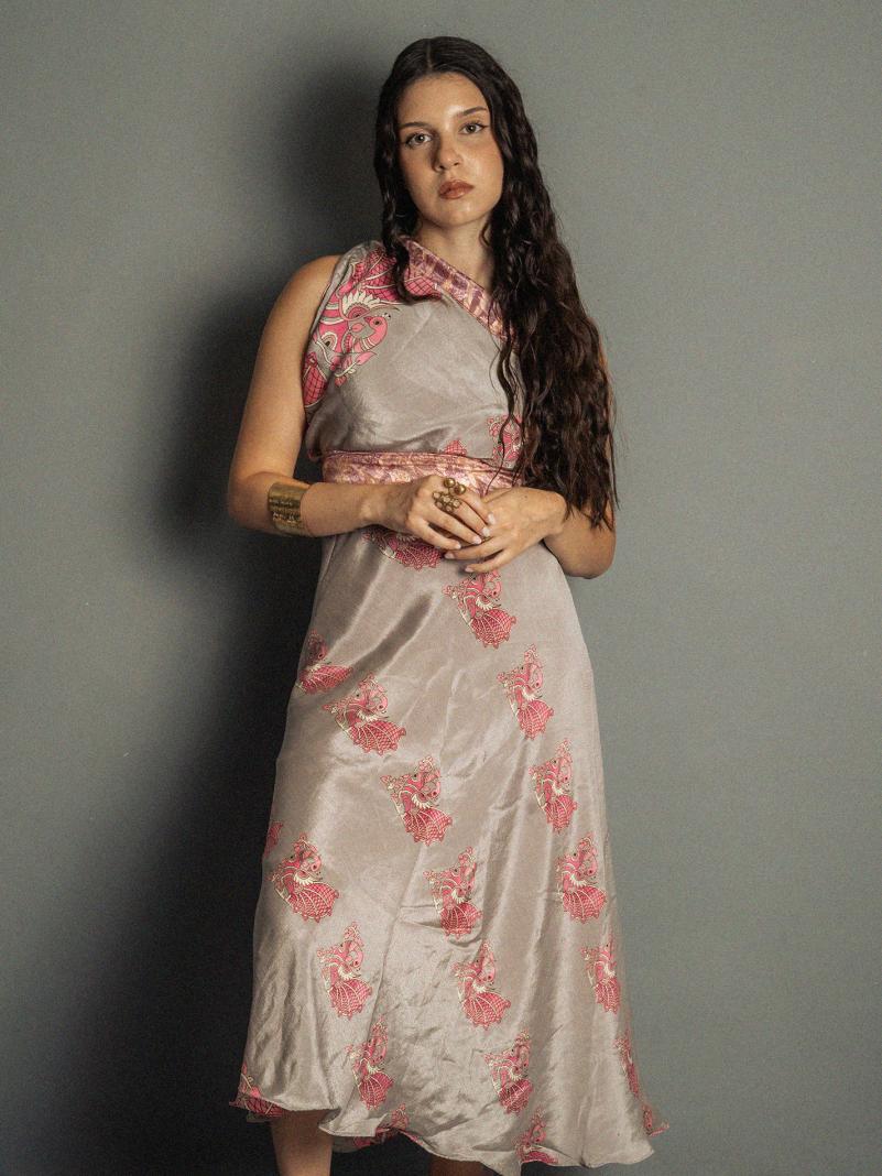 Gonna etnica lunga a portafoglio rosa – India