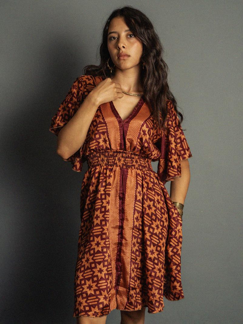 Abitino con maniche corte arancione e rosso - Haryana