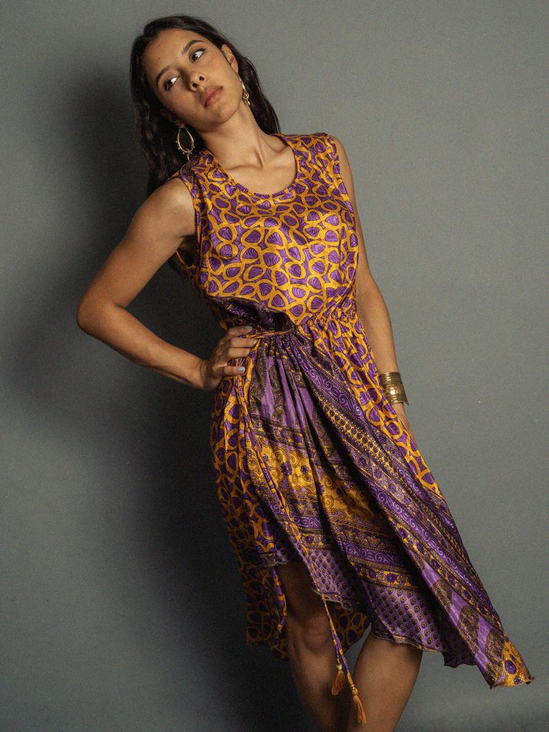 Abito tre quarti giallo e viola - Ladakh