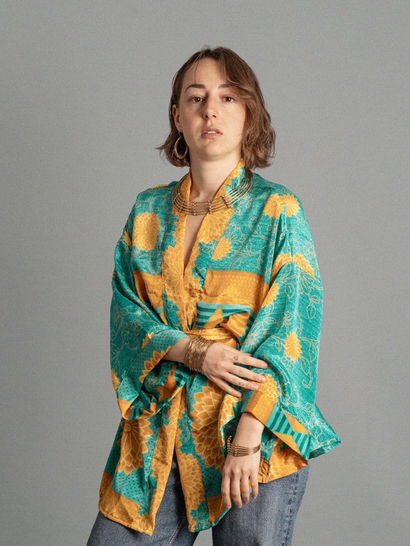 Kimono corto verde e giallo - Kerala