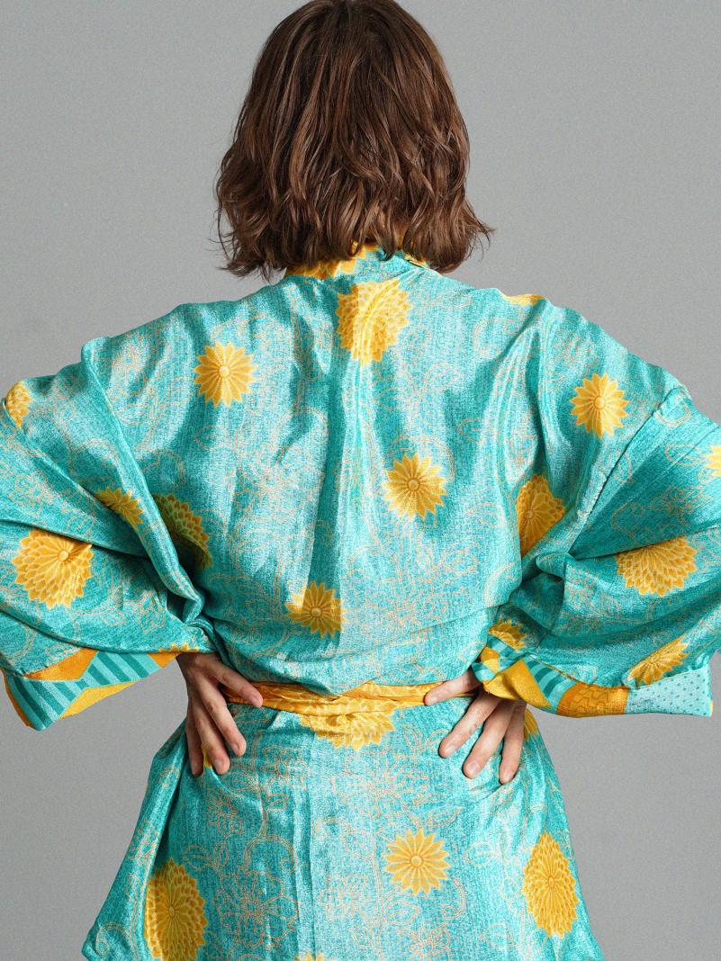 Kimono corto verde e giallo - Kerala