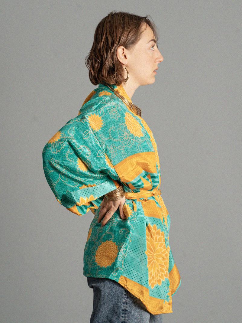 Kimono corto verde e giallo - Kerala