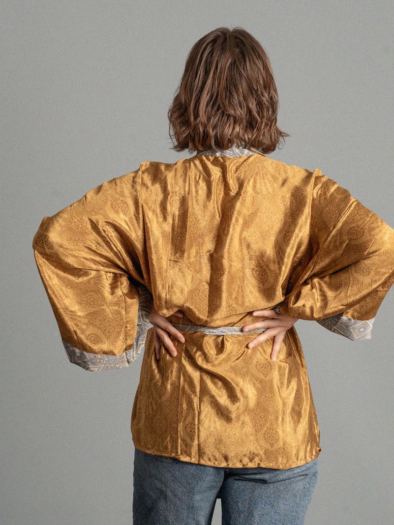 Kimono corto bronzo e grigio - Kerala