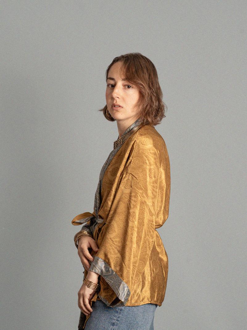 Kimono corto bronzo e grigio - Kerala