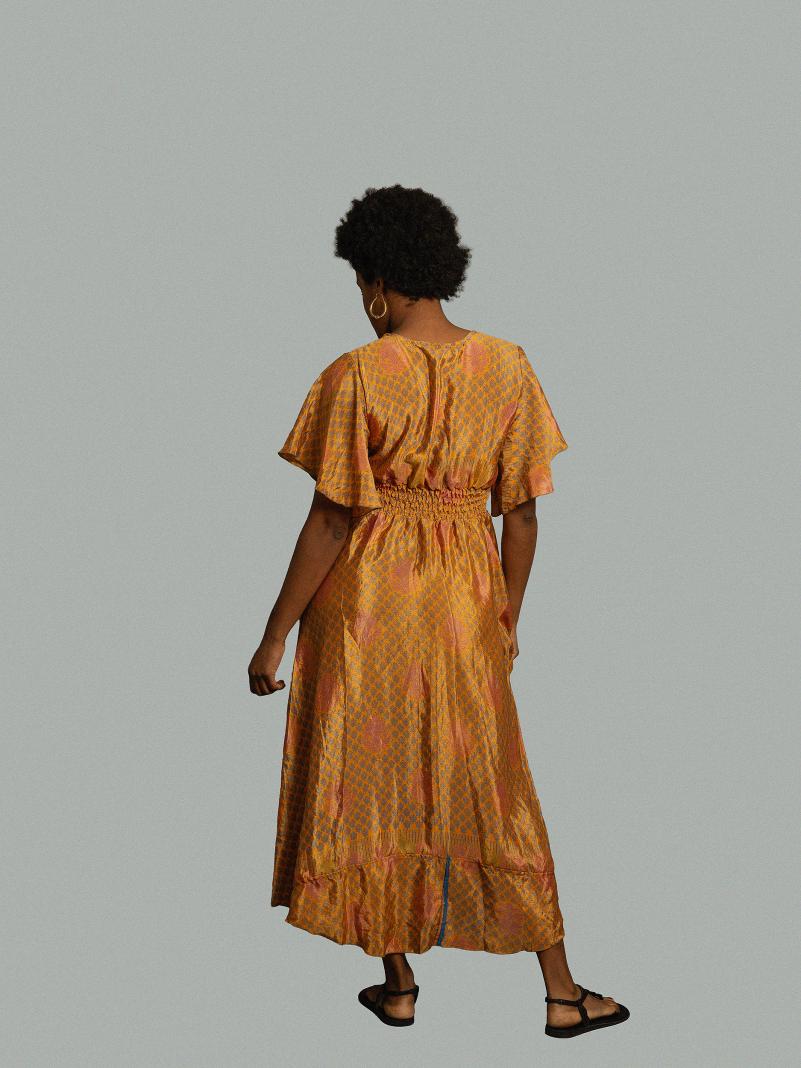 Abito lungo maniche corte giallo - Parvati