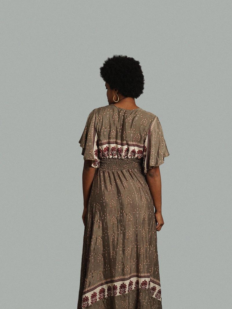 Abito lungo maniche corte beige - Parvati