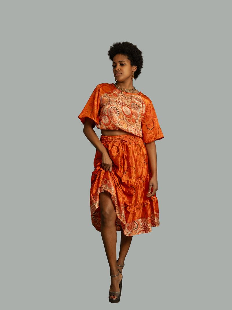 Top e gonna tre quarti arancione - Gange
