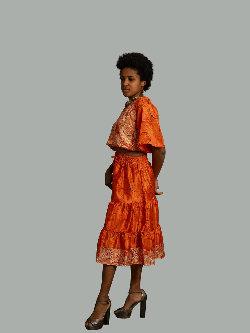 Top e gonna tre quarti arancione - Gange