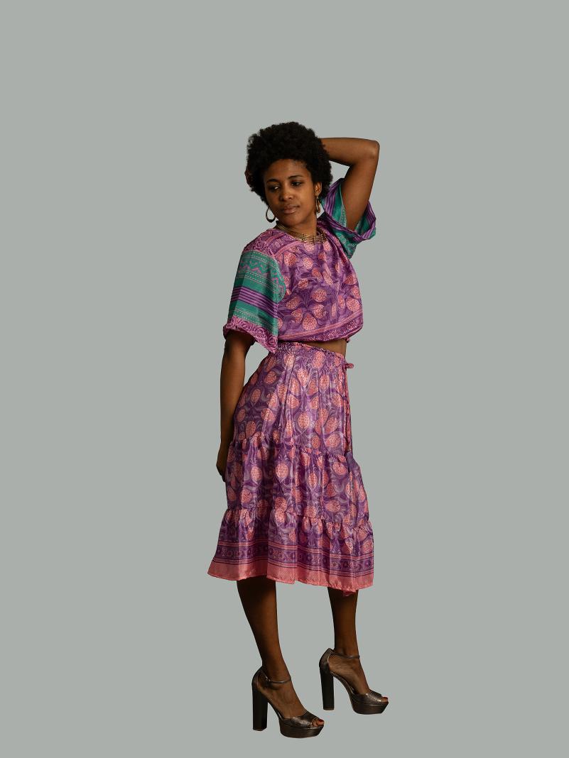 Top e gonna tre quarti rosa - Gange