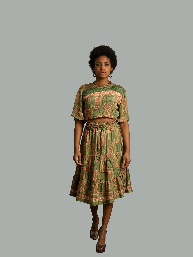 Top e gonna tre quarti verde - Gange