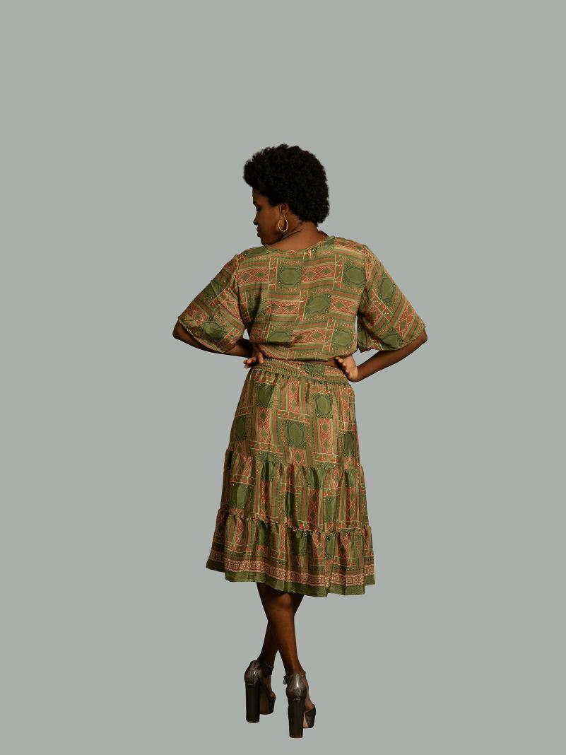 Top e gonna tre quarti verde - Gange