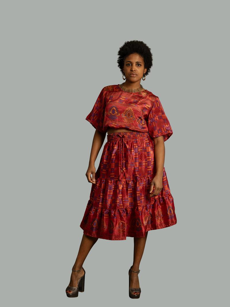 Top e gonna tre quarti rosso - Gange