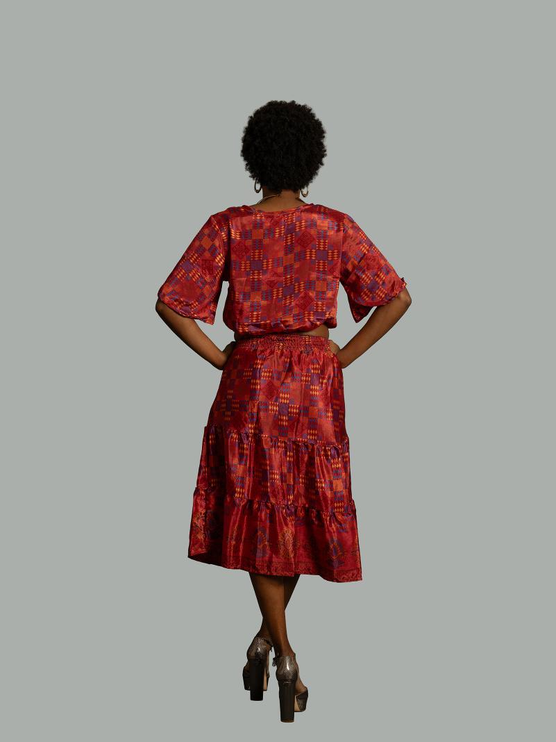 Top e gonna tre quarti rosso - Gange