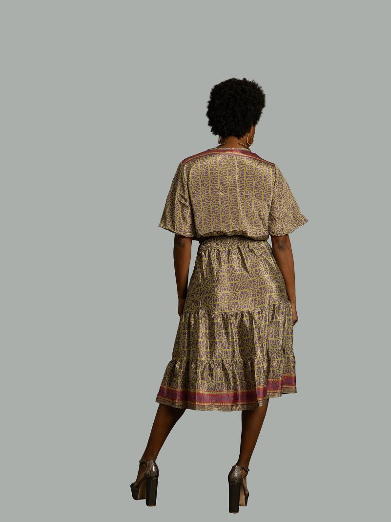 Top e gonna tre quarti giallo e viola - Gange