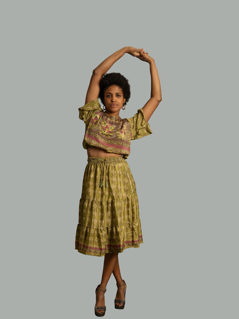 Top e gonna tre quarti verde - Gange