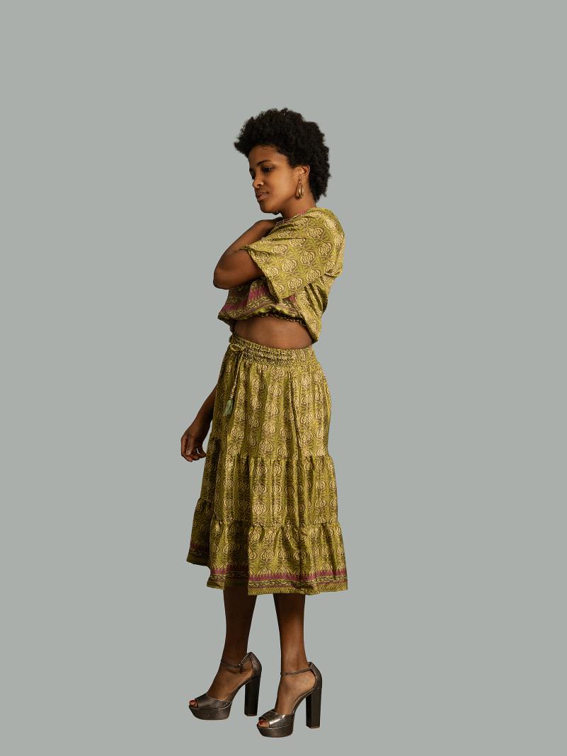 Top e gonna tre quarti verde - Gange