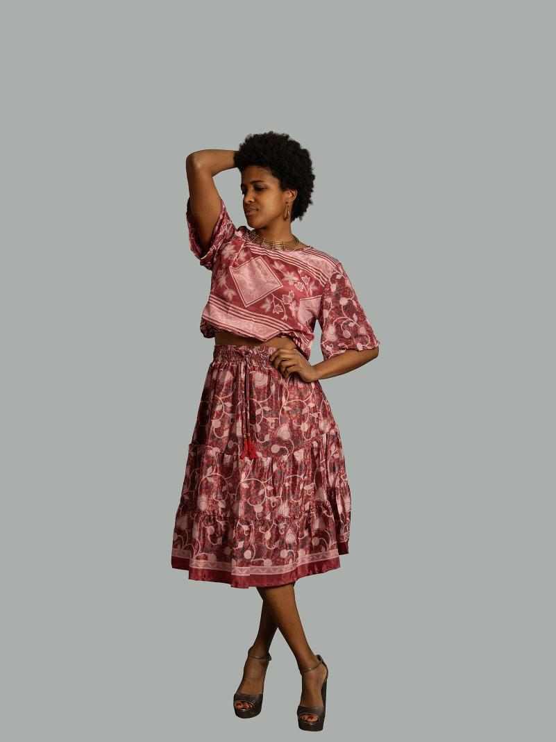 Top e gonna tre quarti rosa - Gange