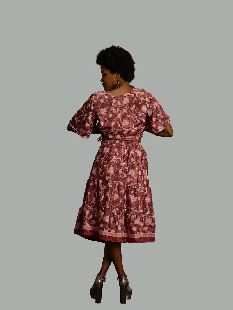 Top e gonna tre quarti rosa - Gange