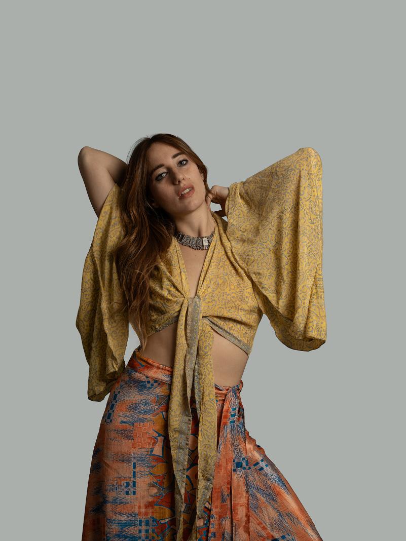 Wrap Top Manica larga giallo – Gandhi