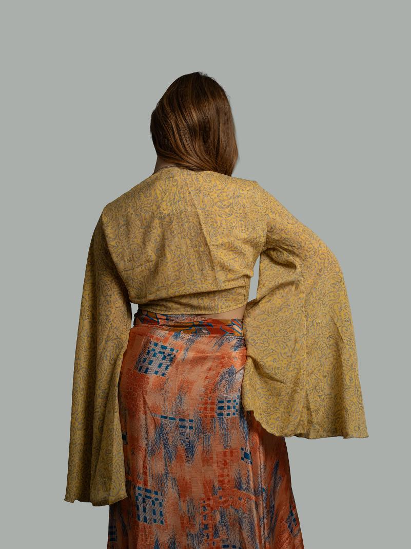 Wrap Top Manica larga giallo – Gandhi