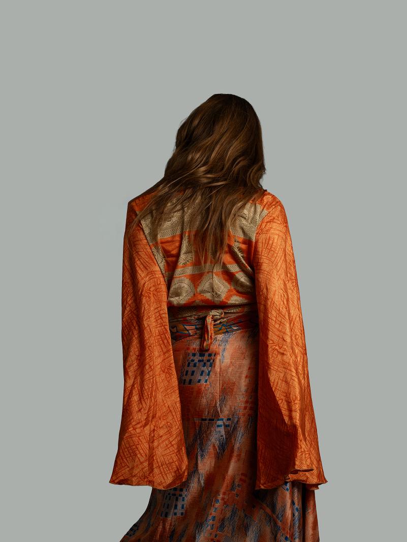 Wrap Top Manica larga arancione – Gandhi