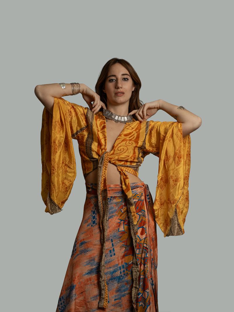Wrap Top Manica larga giallo – Gandhi