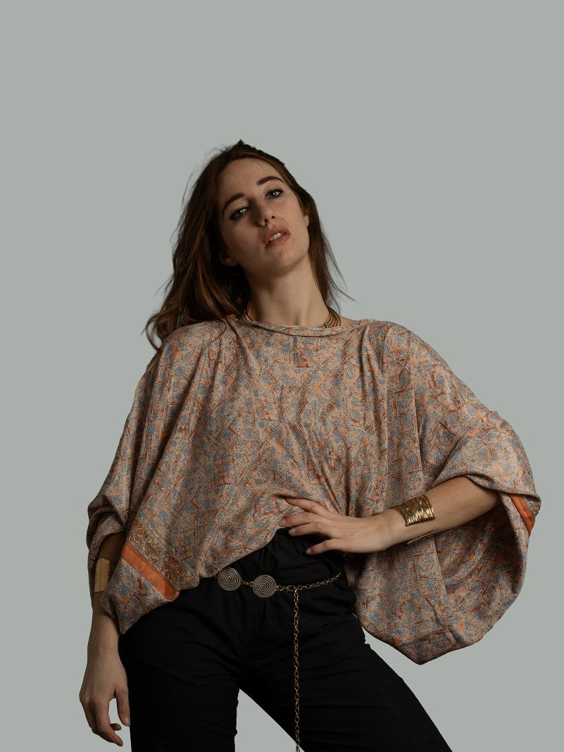 Pantamaglia beige e arancione